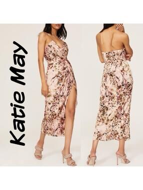Katie May Strapless Sweetheart Neckline Come On Home Floral Midi Dress - Sz Med